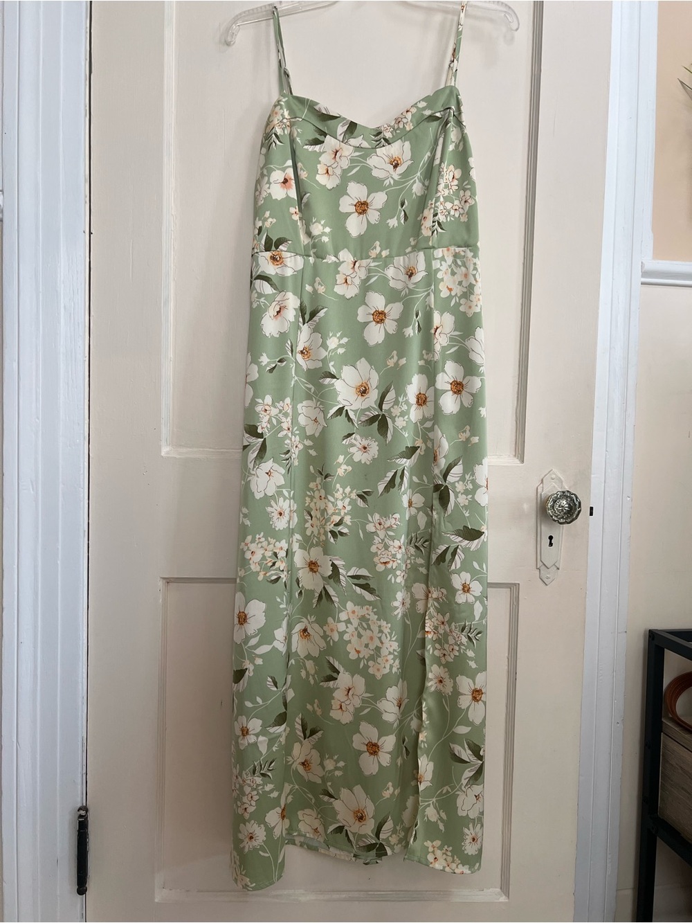 Floral Slip Skirt in Sage Green